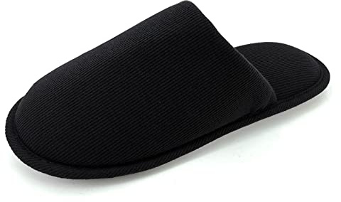 ofoot Zapatillas Estar por Casa Hombre Verano Algodón Orgánico Acogedoras, Zapatos Planos Espuma Viscoelástica Lavables，Suela de Goma Antideslizante（Negro,39/40 EU