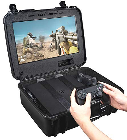 Case Club PlayStation 4 Waterproof Portable Game Station with Built-in Monitor and Storage for PS4 Controllers and Games