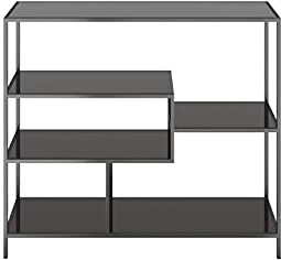 Kare Design Regal Loft, Schwarz, Stahl, Glas Fachböden, mit 5 Fachböden, schmal, freistehend, Wohnzimmer, Schlafzimmer, Flur, 100x115x30 cm (H/B/T)