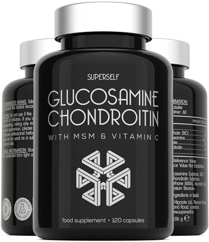 Glucosamine and Chondroitin High Strength - 1720mg Glucosamine Sulphate with Chondroitin MSM Vitamin C - 120 Capsules - Combination Joint Care Supplements for Men & Women - Collagen Formation Complex