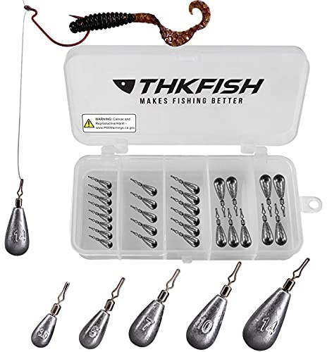 THKFISH Pesos de Pesca Plomos de Pesca Pesos Drop Shot Kit B-Gota de Agua Forma 28 Piezas