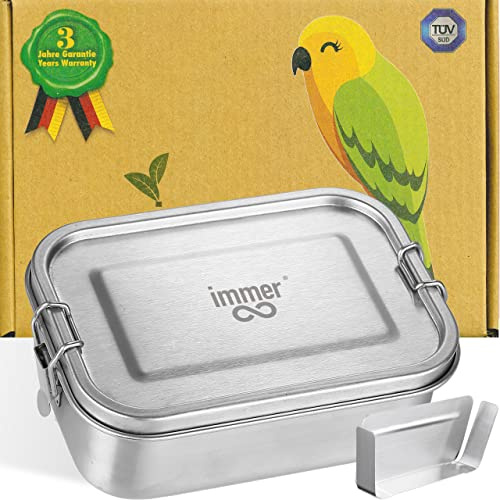 immer Fiambrera Bento de Acero Inoxidable - Prueba de Fugas, Sostenible Sin Plástico y BPA, Almuerzo Escolar y Bocadillos Para Niños (800 ml)