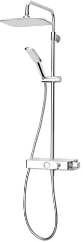 Triton Push Button Thermostatic Bar Mixer Shower Chrome + Riser Rail Hose Head