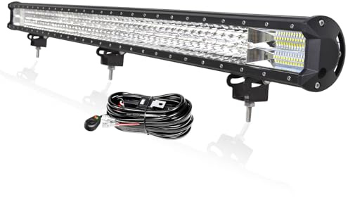 PICAA 45 Zoll 612W 3 Rows LED Lightbar Auto 12V Mit Kabelbaum Kit Led Lichtbalken Arbeitsscheinwerfer Bar 6000K Weiß Wasserdicht für Offroad LKW 4x4 SUV KFZ ATV