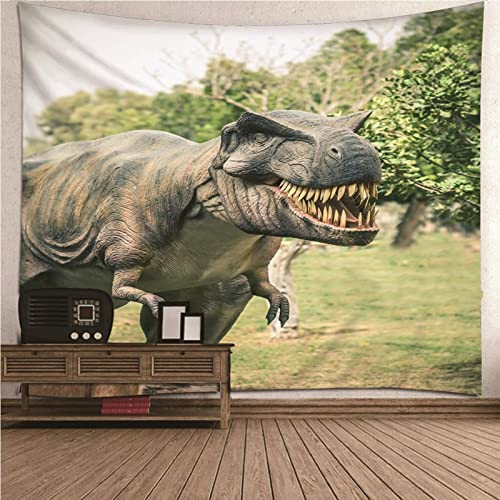 Aotiwe Abstrakte Tapisserie, Wanddekoration Wohnzimmer Groß Tyrannosaurus Rex aus Polyester Grün 150X150Cm