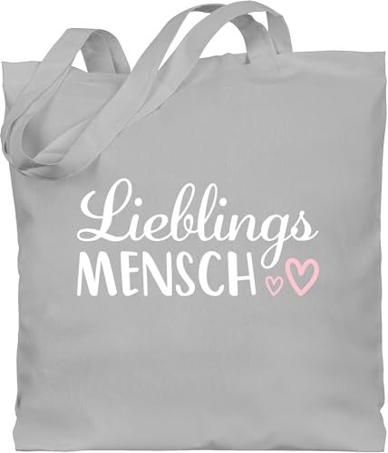 Baumwolltasche - Valentinstag - Taschen - Lieblingsmensch Schriftzug - Unisize - Hellgrau - valentinstag-tasche valentines day love jutebeutel geschenk geschenke lebenspartner paare jutetasche