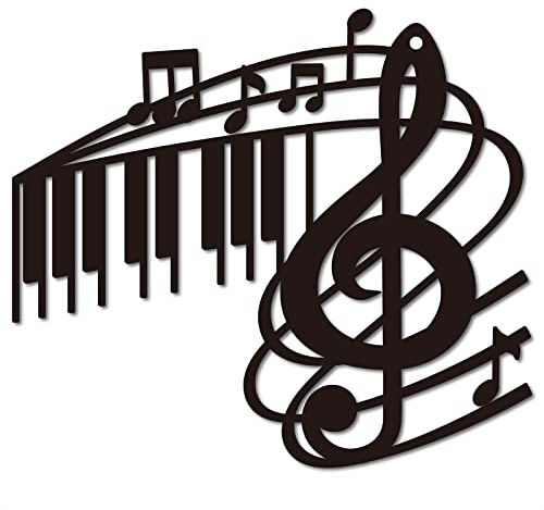 CREATCABIN Metallo Wall Art Music Note Decor Wall Hanging Targhe Ornamenti Ferro Wall Art Scultura Cartello Interni Esterni Casa Soggiorno Cucina Giardino Ufficio Decorazione Regalo Nero 8.1 x 7.1