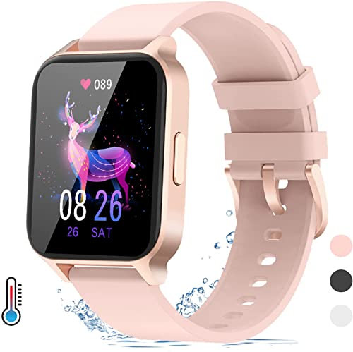 BELOF Smart Watch, 1.69 Fitness Smartwatch Body Temperature with Heart Rate Sleep Monitor, Pedometer Smart Watch for Women Men IP68 Waterproof Smartwatch 24 Sports modes