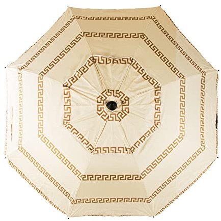 CREVICOSTA QUALITY MARK MARCAS DE CALIDAD - Sombrilla 200 cm con Espiral y Poste de Recorrido Total. Protección total contra los Rayos UV. 8 Varillas (Olimpia Blanco Roto)