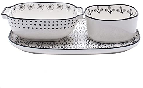 Lasagnera Pentole da forno in porcellana, set di cupware in ceramica, teglia rettangolare for cucinare, cucina, cake cena, banchetto e uso quotidiano, 3 pezzi Teglie da Forno