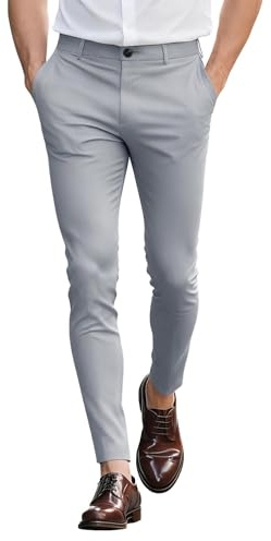 GINGTTO Chino Homme Pantalon Skinny Extensible Trousers Stretch Pant | Chino Super Extensible Et Plat Sur Le Devant, Adapté Pour Les Affaires, Les Mariages, Le Golf