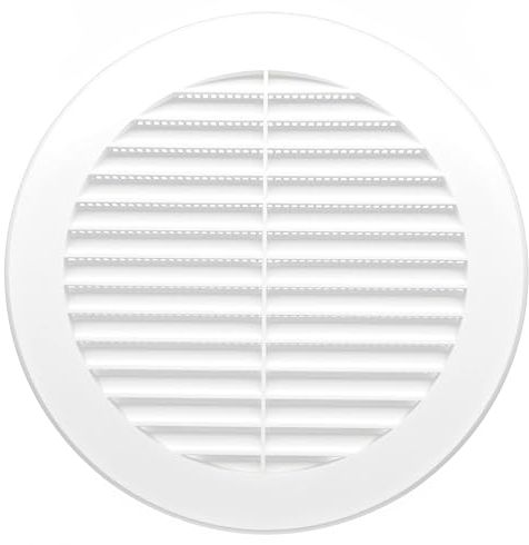 H&C VENT Rejilla Ventilación 125mm de Plástico │ Extractor de Baño Cocina │ Rejilla Aire Acondicionado Conductos Pared Techo Ventilador HVAC Tubo PVC │ Cubiertas de Ventilacion Redonda con Mosquitera