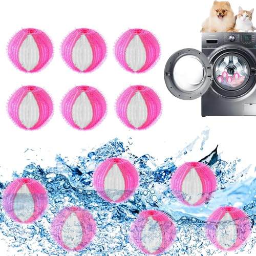 12 pcs Fusselbälle waschmaschine,Tierhaarentferner waschmaschine,Fusselball für waschmaschine,Wiederverwendbar tierhaarentferner,Anti fusselbälle waschmaschine für entfernt tierhaare fusseln(Rosa)