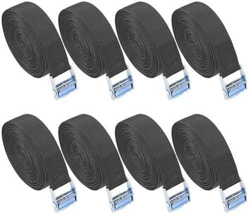 Correas de Amarre de 2m, Juego de 8 Correas Cortas con trinquete y Hebilla de sujeción, Correas de fijación Ajustables para portabicicletas/Coche/Bicicleta/Carretilla/Moto/Equipaje (Gris)