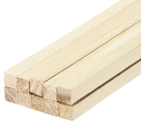 QUARKZMAN Pz10 Bastoni Quadrati in Legno 9.84x0.2x0.2 Bastone Bastoncini | per Tasselli, in Legno Duro, Bastoncini per Ramoscelli Artigianali, Non Rifinito, per Artigianato Fai-Da-Te