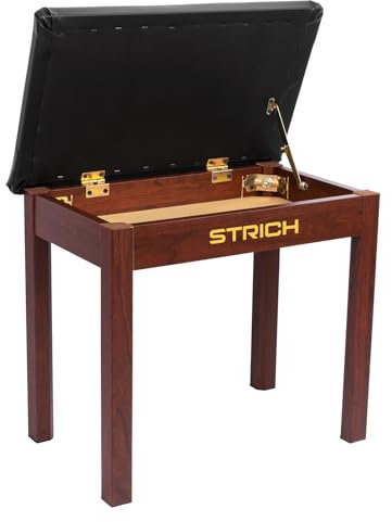 STRICH Klavierbank mit Stauraum, Holzklavierbank Klavierbuchstuhlsitz mit gepolstertem Kissen, Walnussfarben