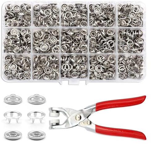 250 Sets Druckknöpfe mit Zange, Metall Druckknopf Set Hohle und Solide Metallknöpfe 9.5mm Silber Jersey Druckknöpfe Knöpfe Ohne Nähen für Baby Kinderbekleidung Sewing Craft