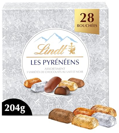 Lindt - Boîte Cadeau LES PYRÉNÉENS Edition Silver - Assortiment de Chocolats au Lait et Noirs - Frais et Fondants - Idéal pour Noël, 204g