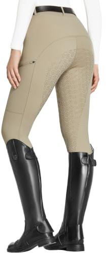 FitsT4 Sports Legging d'équitation pour femme en silicone avec poche pour téléphone portable et passants de ceinture pour l'équitation et l'entraînement des chevaux
