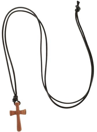 LIFKOME Holzkreuz-halskette Für Männer Und Frauen Mit Kleinem Anhänger Aus Holz Religiöser Schmuck Mit Verstellbarem Kordelband