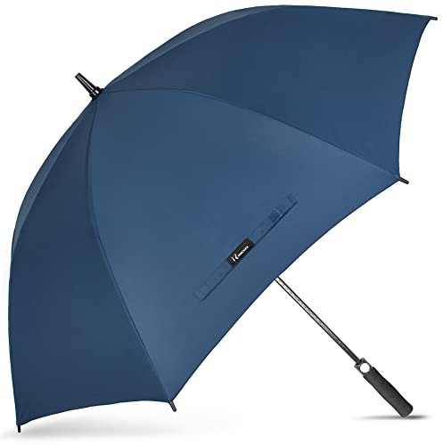 NINEMAX Golf Regenschirm Groß Sturmfest, Großer Regenschirm Sturmfest Stabil, Golfschirm Gross für Herren Damen 2 Personen (Saphirblau)