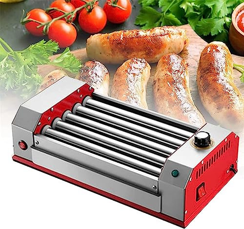 CAFIEDR Máquina para Hacer Perritos Calientes, máquina para Hacer jamón con Rodillo, máquina para Hacer Salchichas a la Parrilla para Adultos, máquina para Hacer Salchichas a la parri(5 Tubos)
