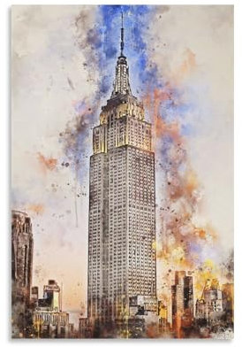 Leinwanddrucke „New York in Aquarell 2“ für Wohnzimmer, Kinder, Mädchen, Jungen, Geburtstagsparty, Geschenk, 50 x 75 cm, Bilder für den Flur