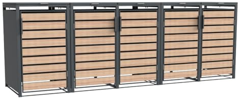 WESTMANN Metall Mülltonnenbox Lacina 5x240 L Anthrazit mit Gasdruckfedern
