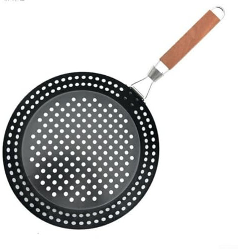 Teglia da forno pieghevole rotonda, con manico in legno, utensili per barbecue all'aperto, teglia pieghevole, utensili per barbecue all'aperto