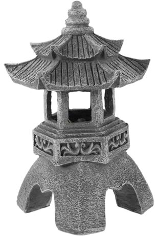 Yardwe Japanische Pagode Solarleuchte Traditionelle Gartendekoration Steinlaterne Mit Solarenergie Für Außenbereich Asiatisches Gartenlicht Handwerklich Exquisit