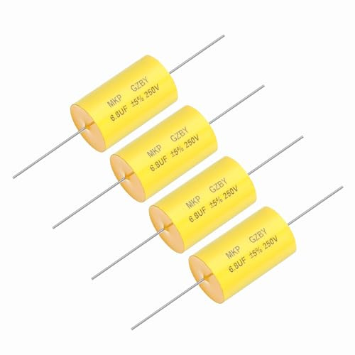 sourcing map Condensatore divisore di frequenza da 6,8 uf, 4 pezzi, condensatore assiale a film MKP per altoparlanti audio da 250 V