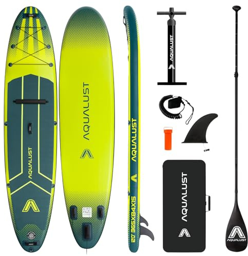 AQUALUST 12.0 iSUP Board Stand Up Paddle Set Surfboard aufblasbar 365cm SUP 170 KG Green