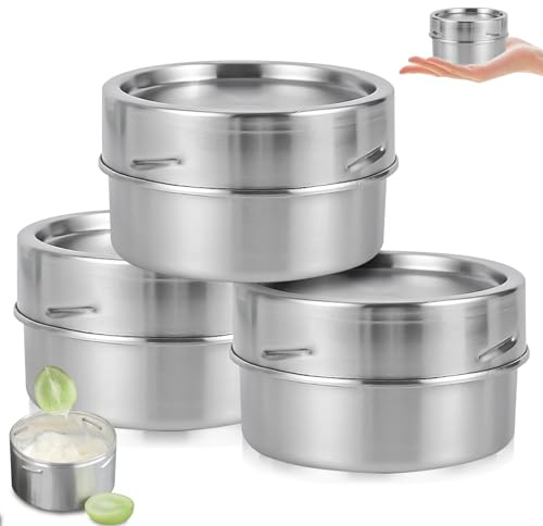 VEGOATY 3 Stück Brotdose Edelstahl Auslaufsiche, 200ml Lebensmittelbehälter mit Deckel Lunchbox Kinder Edelstahl Dose Kinder Lebensmittelbehälter Brotdose Metall für Snacks Obst, Müsli, Suppen