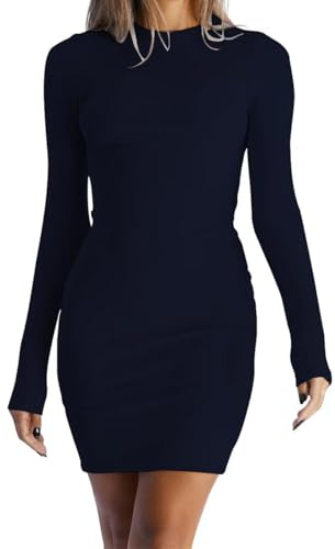 LACOZY Fall Long Sleeve Dresses Women Bodycon Midi Dresses Black Sexy Slim Fit Party Mini Dresses 2026 Fashion Clothing Black S