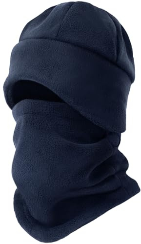 Cyperrock Winter Beanie Hat Scarf Set Ear Flaps Unisex Fleece Lined Gaiter | Navy blue,cold weather,skull cap,neck warmer for men women,soft polyester,windproof,winter outings