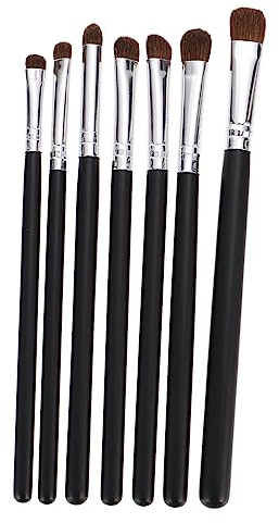 VALICLUD Lot De 7 Pinceaux De Maquillage Pour Yeux 7 Pièces Taille Standard Poils De Martre Portables Usage Quotidien Professionnel Noire Argentée Pochette De Rangement