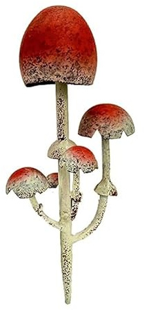 Garden Stake, Round Toadstool Sculpture, Rustic Mushroom Stake, Metal Mushroom Ornament, Rustic Autumn Fungi Decoration, Fairy Garden Toadstool