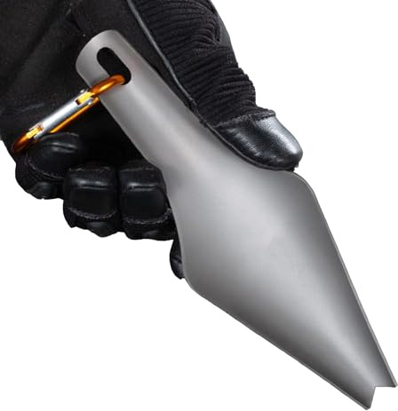 Paleta de mochilero, pala de titanio, herramienta de limpieza de residuos, herramienta de alta resistencia, ligera para camping, jardinería, aficionados, arqueología, viajes a la playa