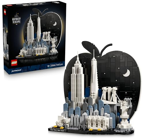 LEGO Architecture Ciudad de Nueva York: La Gran Manzana – Maqueta en Miniatura – Decoración de la Estantería con Estatua de la Libertad y Empire State – Regalo para Amantes de los Viajes – 21066