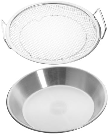 Cabilock Plateau Égouttoir Inox avec Tamis pour Aliments Frits Plateau de Service Drainant pour Cuisine Domestique et Restaurant pour Barbecue et Friteuse
