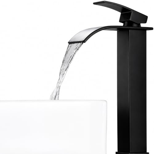 Waterfall Basin Tap, Tall Bathroom Sink Mixer Tap Hot & Cold | Hot and Cold Faucet, Matte Finish Design, Leak-Resistant, Ideal for Countertop Basins, Modern Waterfall Spout