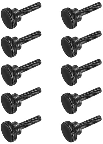 QUARKZMAN Tornillos Moleteados, 10Pcs Tornillos de Mano con Estriado M8 X 35mm con Cabeza Plana de Acero Carbono Negro Perno Herramienta de Reparación con Pomos de Agarre para el Hombro