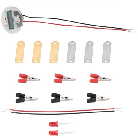 Tnfeeon Kit Científico para Experimentos de Electricidad, Reloj de Batería de Patata y Proyecto de Bombilla con Placas y Cables de Cobre Zinc, Divertido Juguete de Aprendizaje para