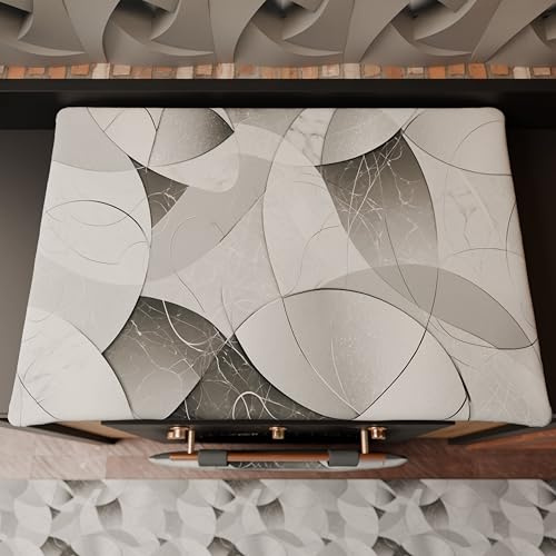 PETTI Artigiani Italiani - Accessori Tessili da Cucina, Copri Fornelli 46x70 cm in Microfibra, Coprifornello Elegante per Gas e Induzione, in Stampa Digitale Cerchio Silver