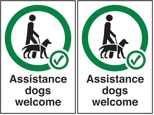 V Safety Assistance Dogs Welcome 150 x 200 mm - Face Adhesive Window Sticker Safety Sign (Pack of 2)