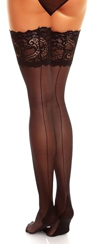 GLAMORY Damen Halterlose Naht-Strümpfe Couture 20 DEN, Schwarz (Schwarz), XXX-Large (Herstellergröße: 3XL-(56-58))