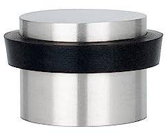 EVI Herrajes | Tope de Puerta Adhesivo | Ø24x20 mm | Goma Negra de Silicona Natural | Acero Inoxidable Acabado Mate | Gran Adhesión | 100% Funcional | Mod. I-163AM