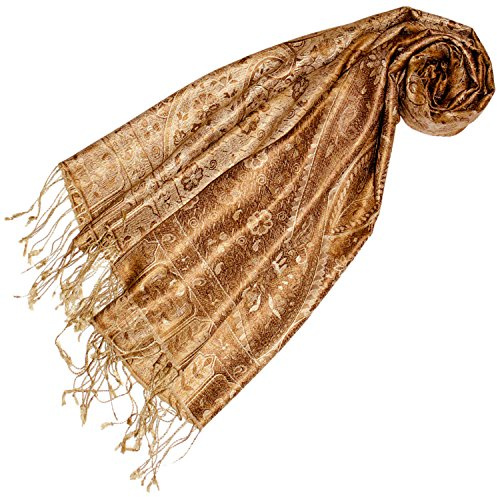 Lorenzo Cana Luxus Pashmina halsduk jacquard vävd 100 % siden 70 x 190 cm paisley mönster sidenhalsduk sidenduk sidenpashmina harmoniska färger