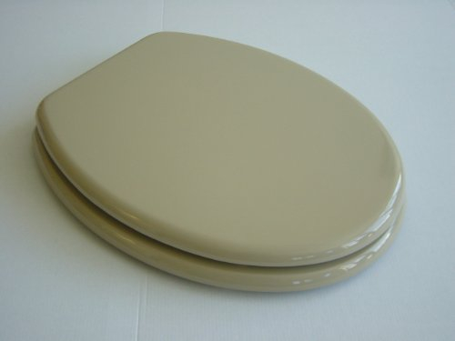 WC Sitz Klobrille mit Holzkern, Farbe Beige, verstellbare Metallscharniere