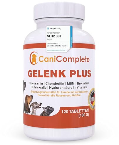 CaniComplete Gelenk Plus - Gelenktabletten für Hunde: Teufelskralle, MSM, Chondroitin, Glucosamin, Kollagen, Vitamin B, UVM.
